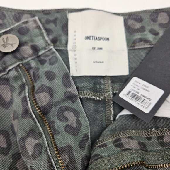New One Teaspoon Leopard Vanguard Denim Skirt Womens 26 Mini Night Crawler - Picture 6 of 6